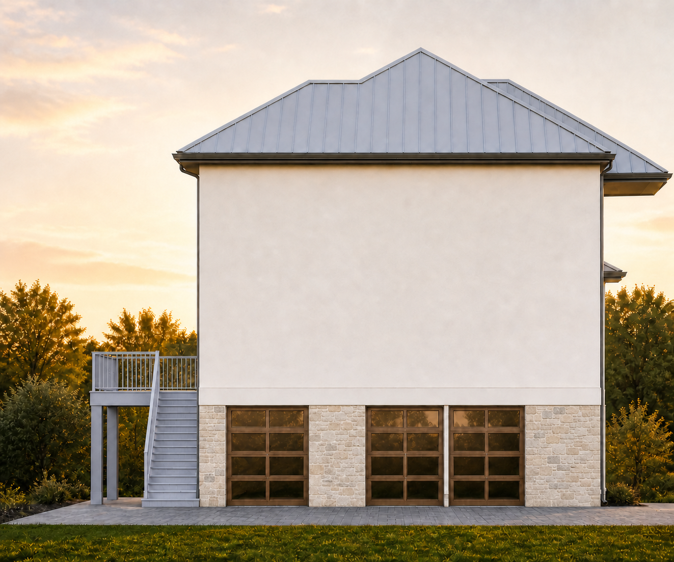 Concept rendering of the left exterior and side-entry garage
