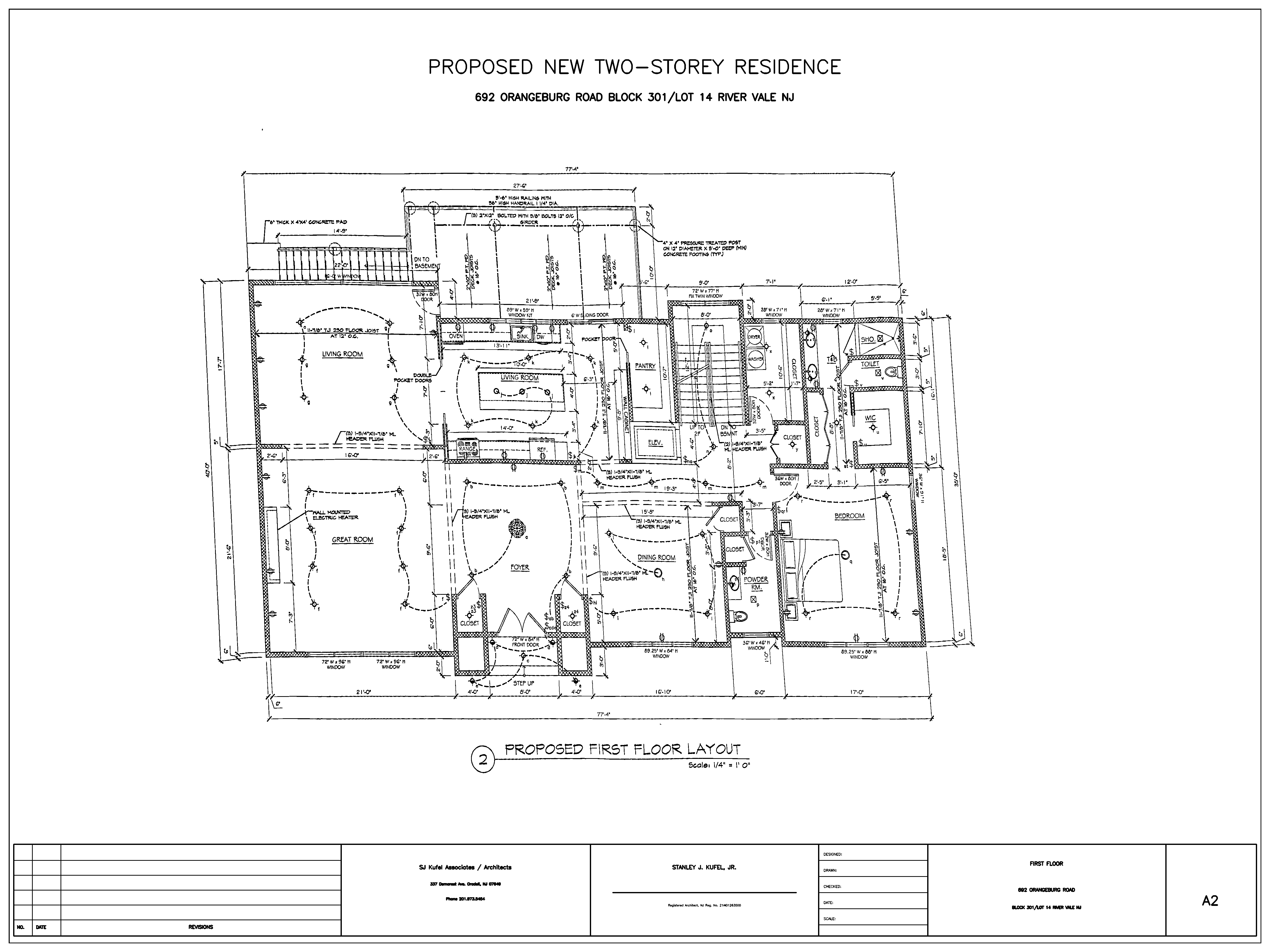 Architectural first-floor plan for 692 Orangeburg Road